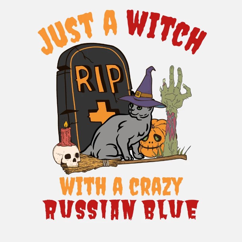 Mignon et effrayant chat d’Halloween bleu russe
