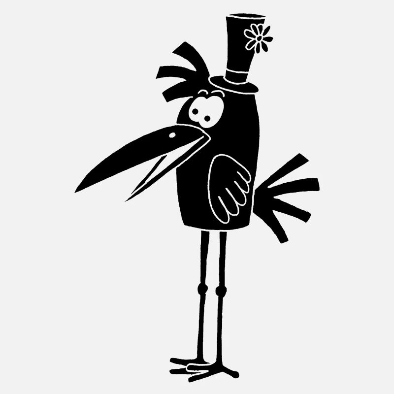 Schwarzer Vogel und sein Hut