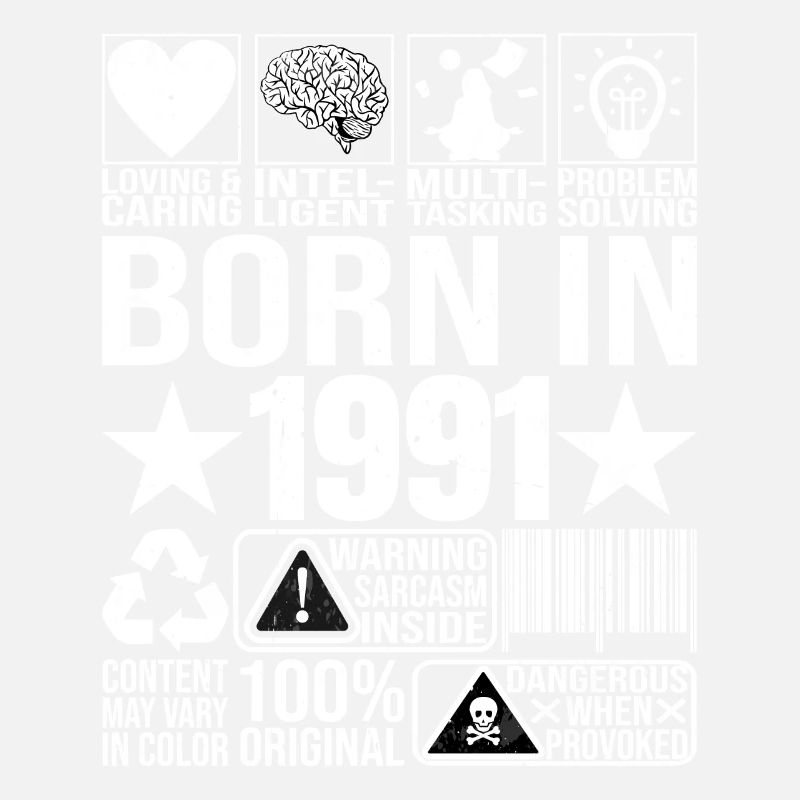 Né en 1991 Content Warning Label Code à barres