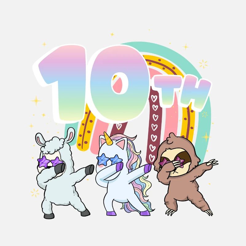 10. Geburtstag Dabbing Llama Einhorn Faultier |