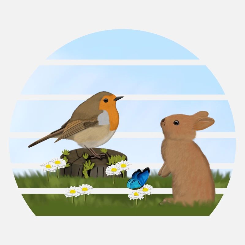 Robin Bird Rabbit Easter Spring
