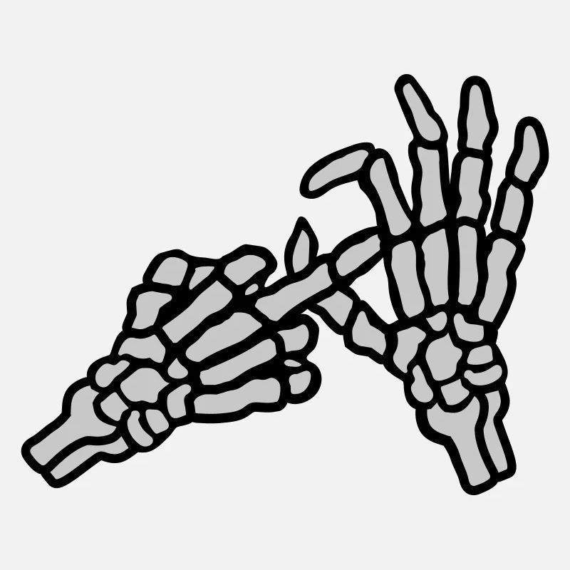 Loch Mittelfinger Geste Skelett