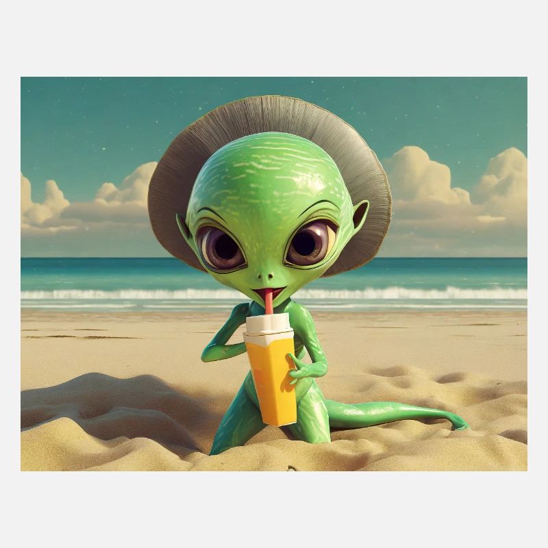 mignon petit vert rétro vintage extraterrestre bain de soleil