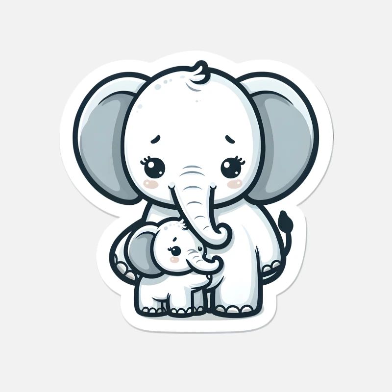 Maman éléphant mignon et bébé éléphant