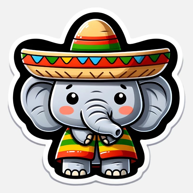 Cinco de Mayo Elefant mit Sombrero Cartoon