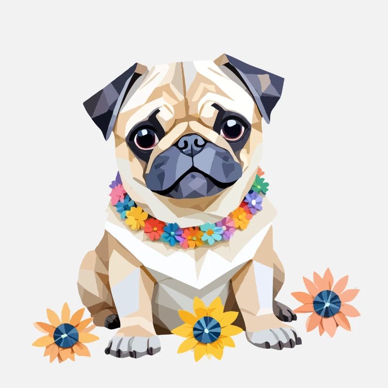 Mops Verspielt Entzückend Spaß Tier Bunt Geometrisch