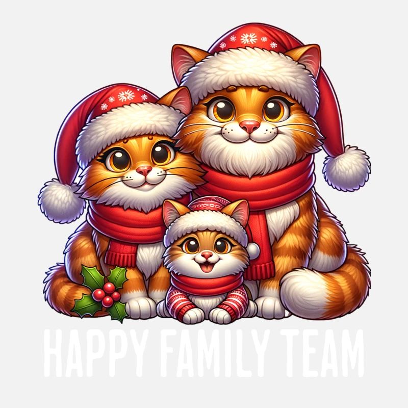 Famille heureuse équipe chats chat Noël