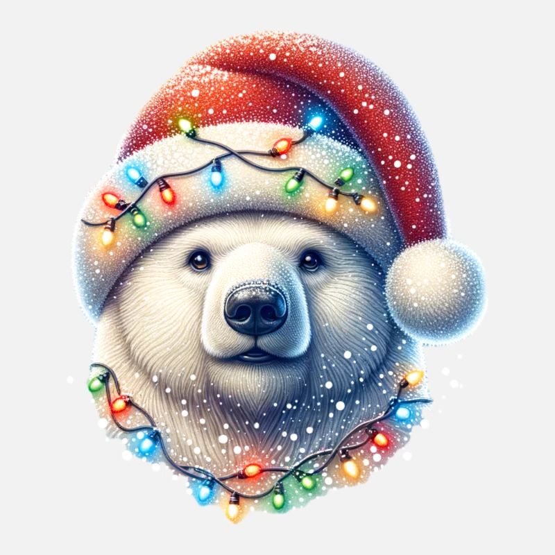 Weihnachts Eisbär Weihnachtsmütze Lichterkette