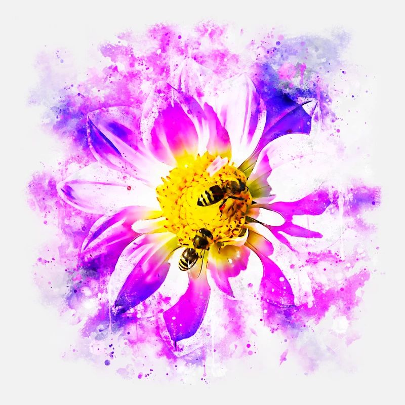 gxp abeilles sur fleur splatter aquarelle