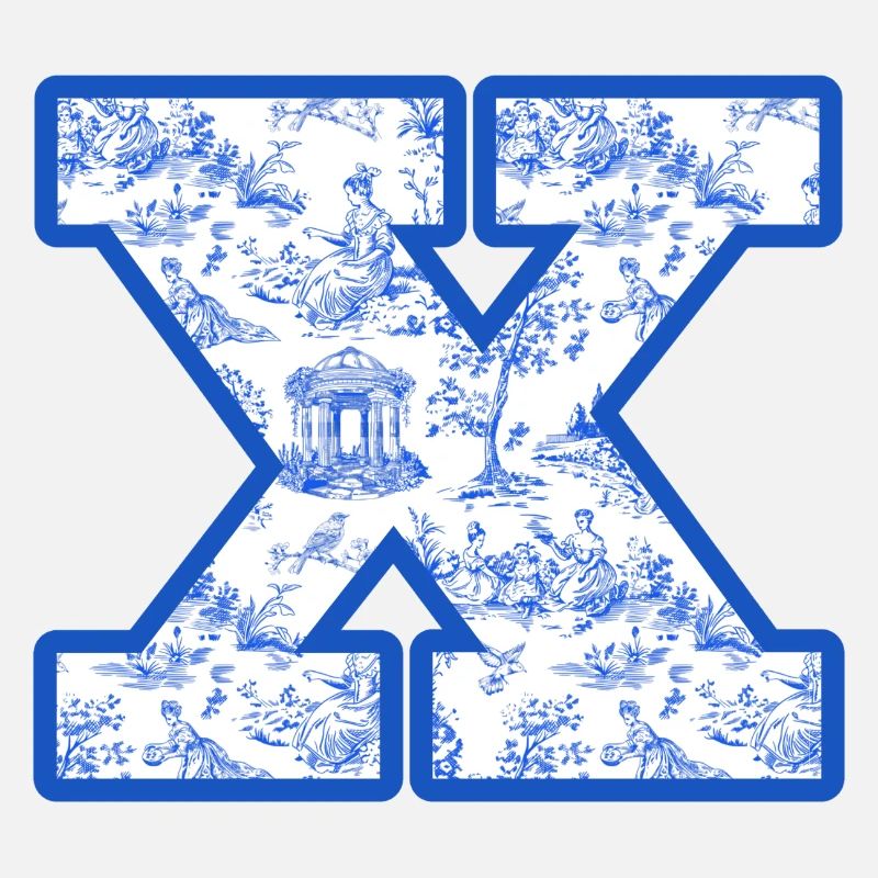 Buchstabe x blaue Chinoiserie