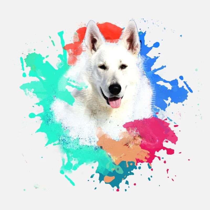weisser schäferhund ,hund ,bunt,hund ,Malerei,wolf