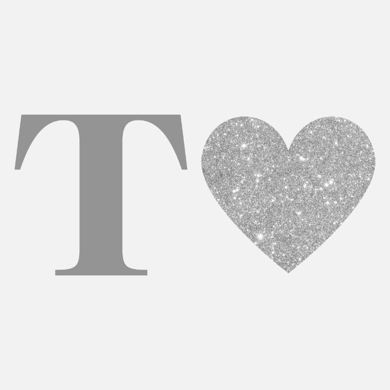 Silver Heart Letter T