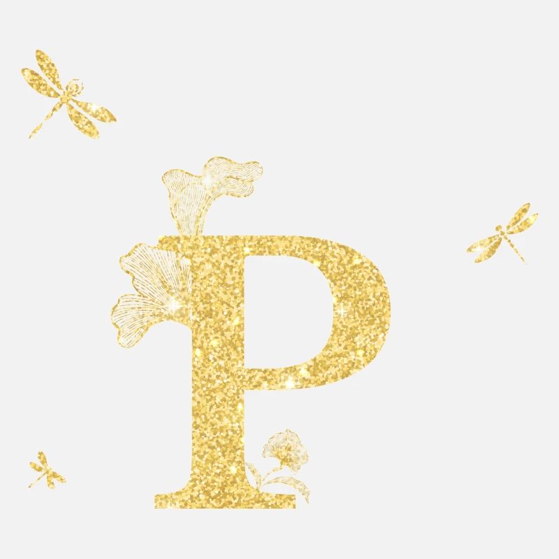 Buchstabe p Gold Glitzer Libelle - Geschenkidee