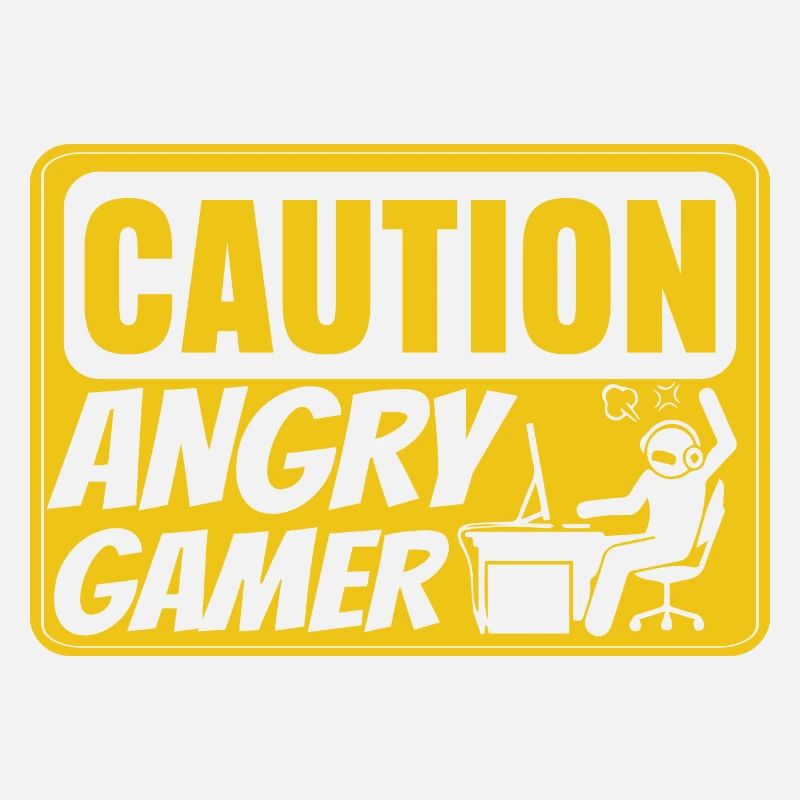 Caution Angry Gamer Video Game Player PC Console G
