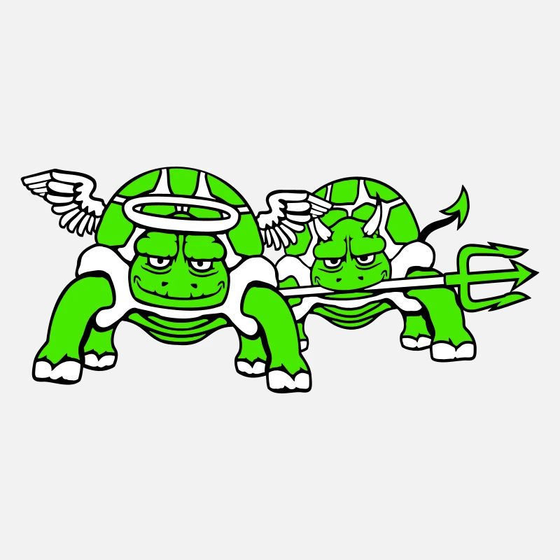 2 Turtles Conscience Team Devil Angel Evil Good