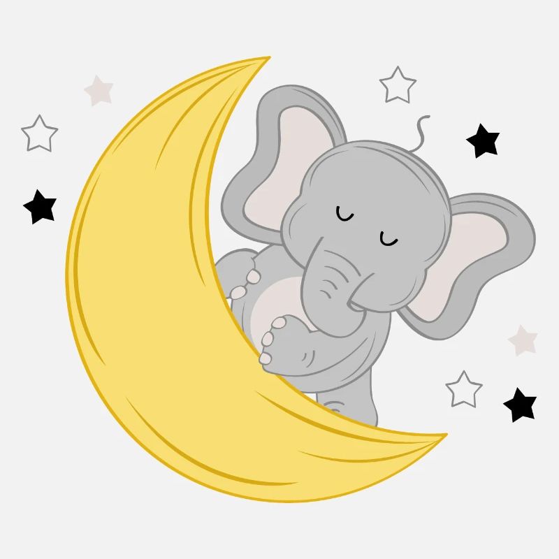Süsser Elefant mit Mond und Sternen
