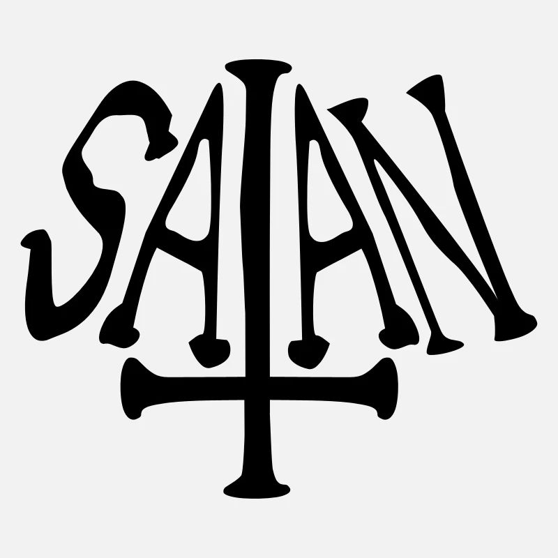 satan text cross evil logo