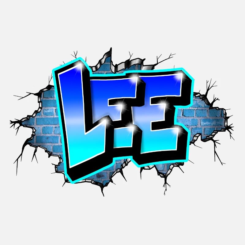 Graffiti LEE Blue Brick Risse