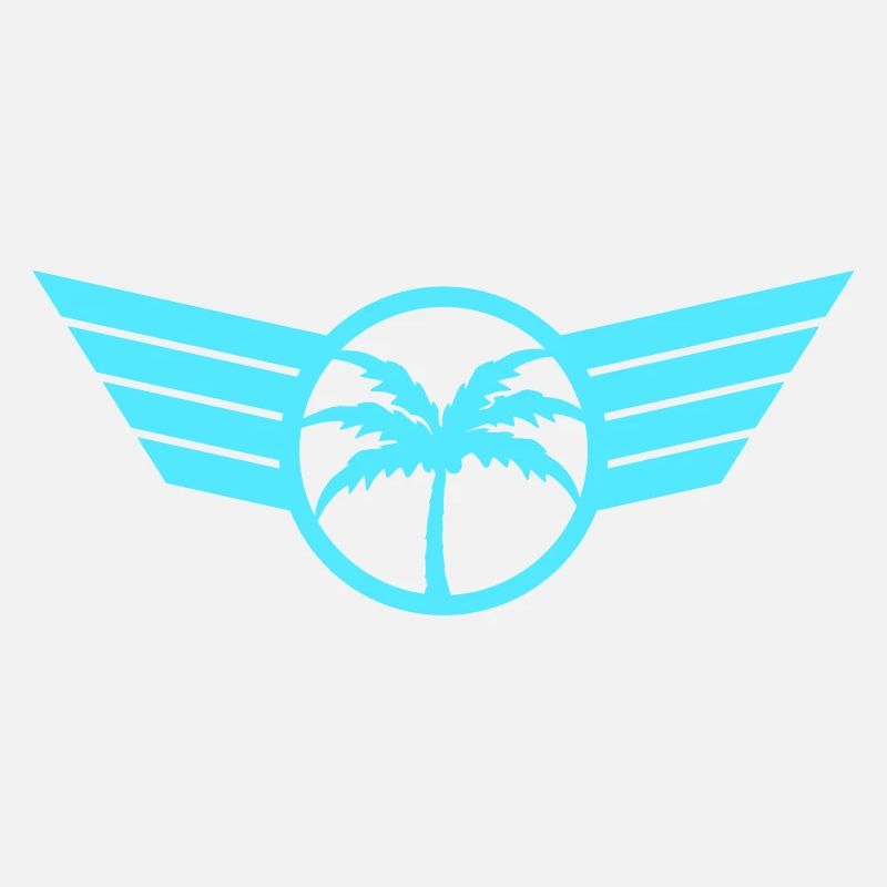 Palm Tree Logo Wing Crest Emblem Symbol Sun Blue