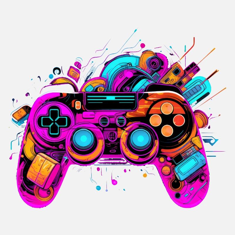 Color Explosion Controller: Gaming Vibes Art