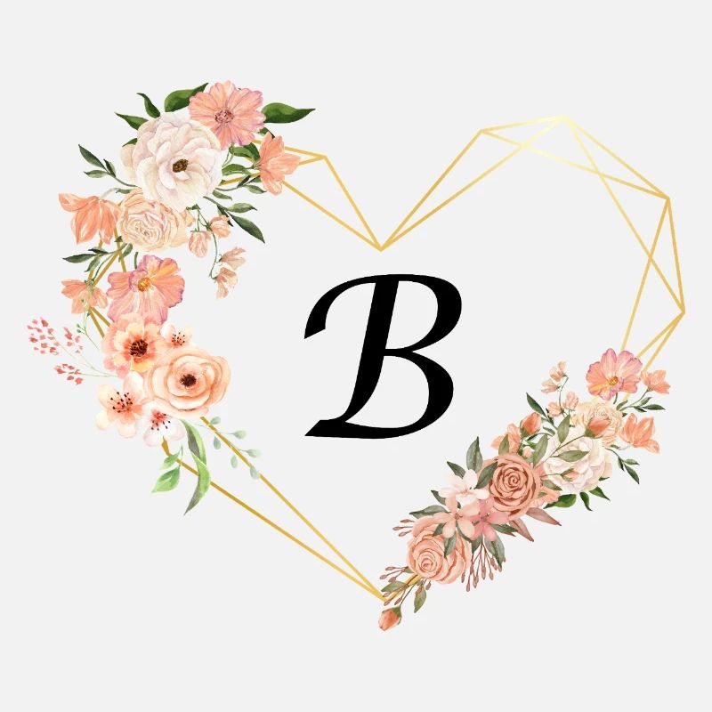 Buchstabe b florales goldenes Herz