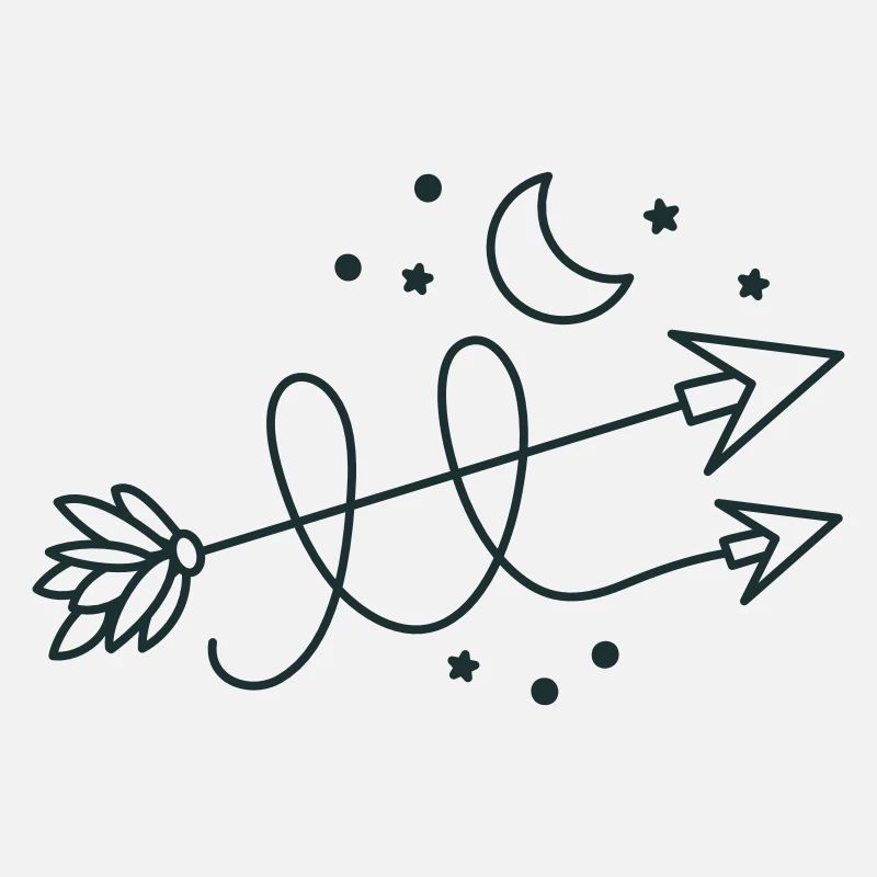 direction des flèches avec croissant de lune