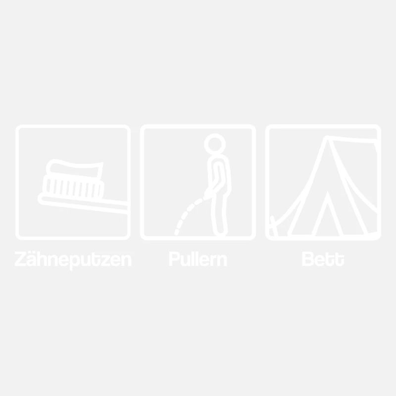 Zähneputzen, Pullern, Bett.