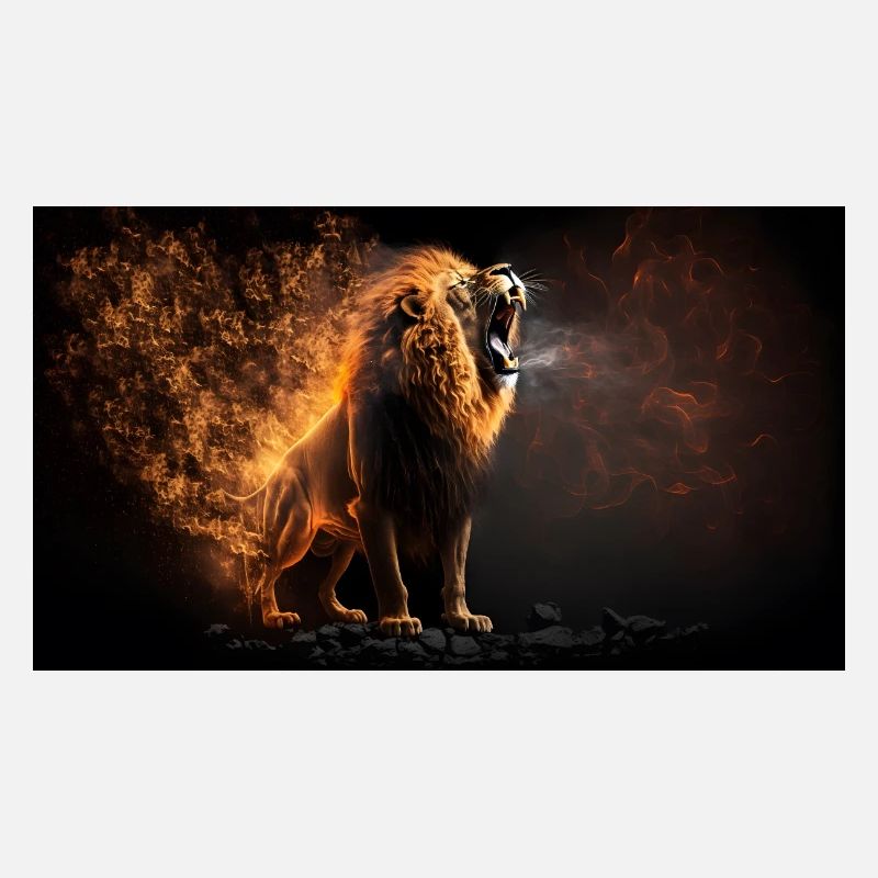 Lion en feu, IA générative