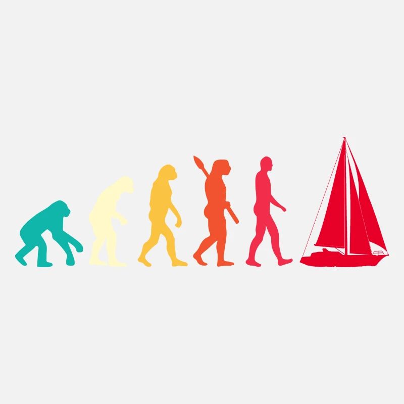 Evolution Graphic Sailboat Captain Sailing Sea Boa