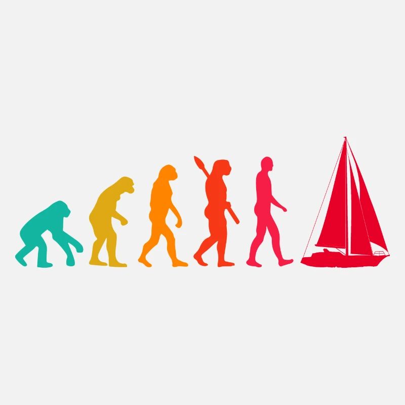 Evolution Graphic Sailboat Captain Sailing Sea Boa