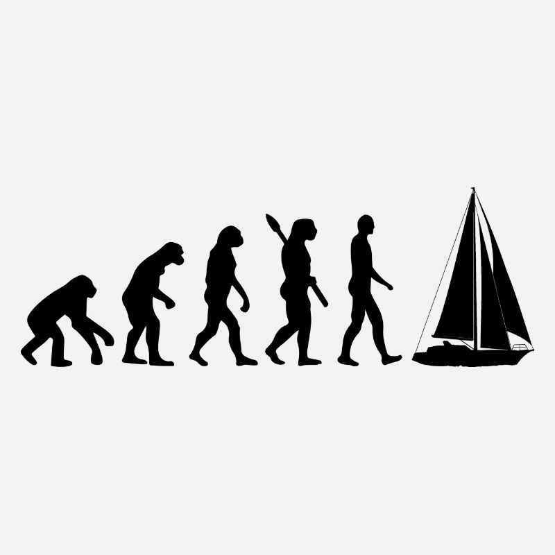 Evolution Graphic Sailboat Captain Sailing Sea Boa