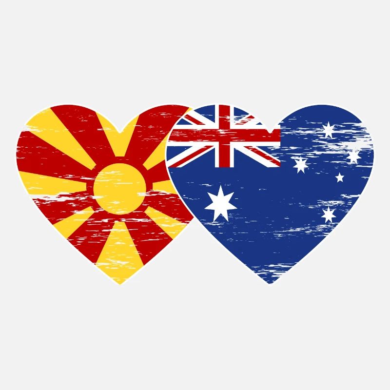 Macédoine Australie Drapeau Coeur Utilisé