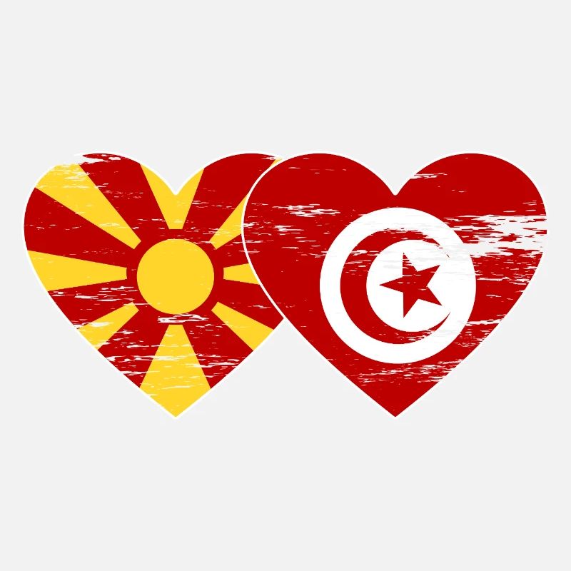 Macédoine Tunisie drapeau coeur utilisé