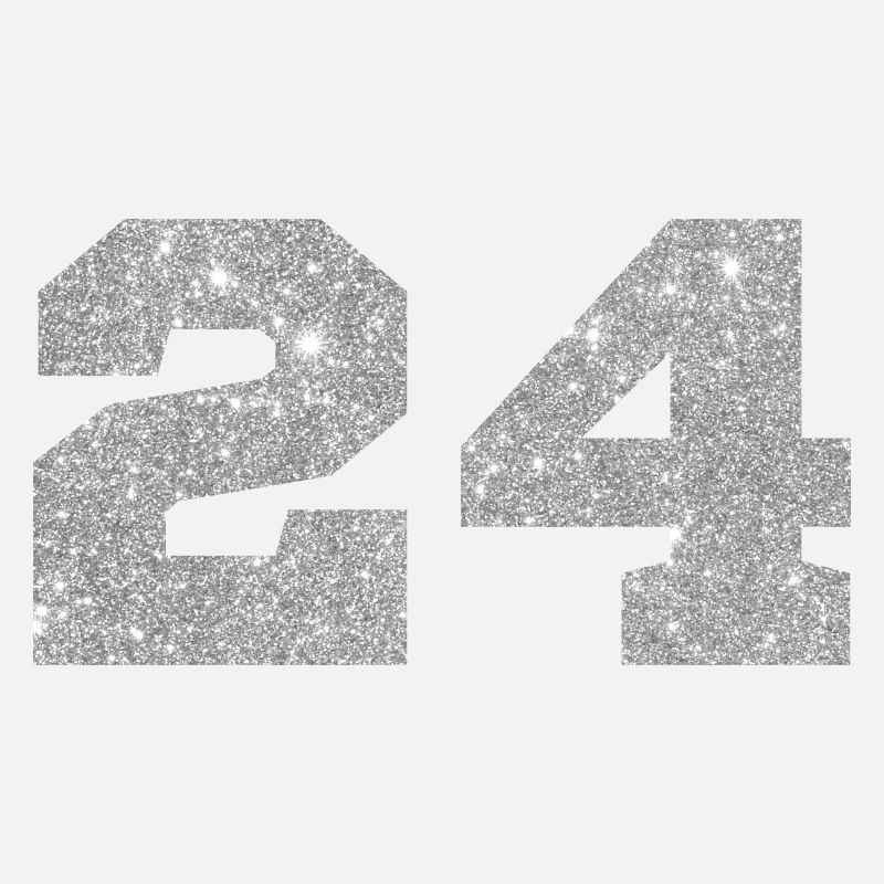 Number 24 Silver Glitter - 24th Anniversary
