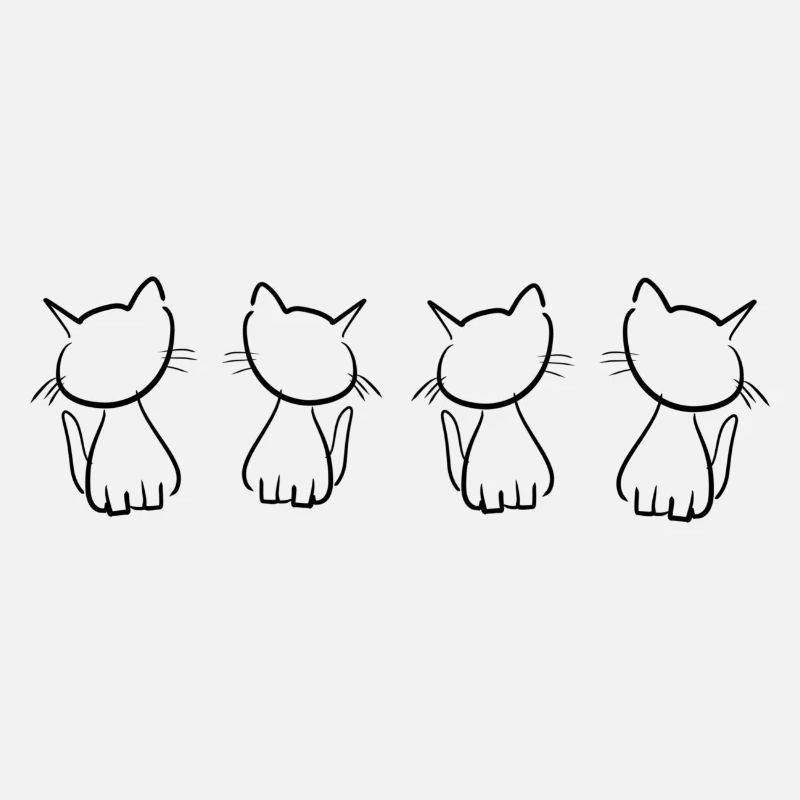four cats animals cute pet shape