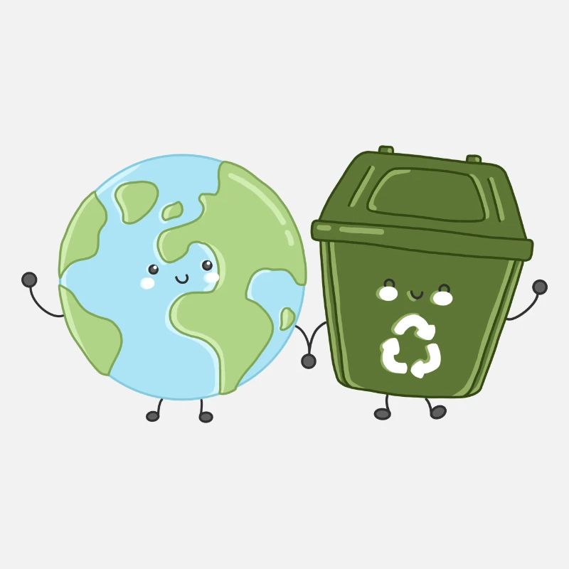 Le recyclage sur terre main dans la main