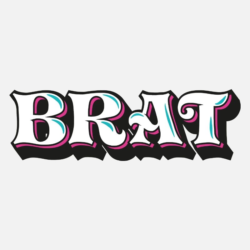 Brat, cheeky gore, 3D decorative writing, graffiti