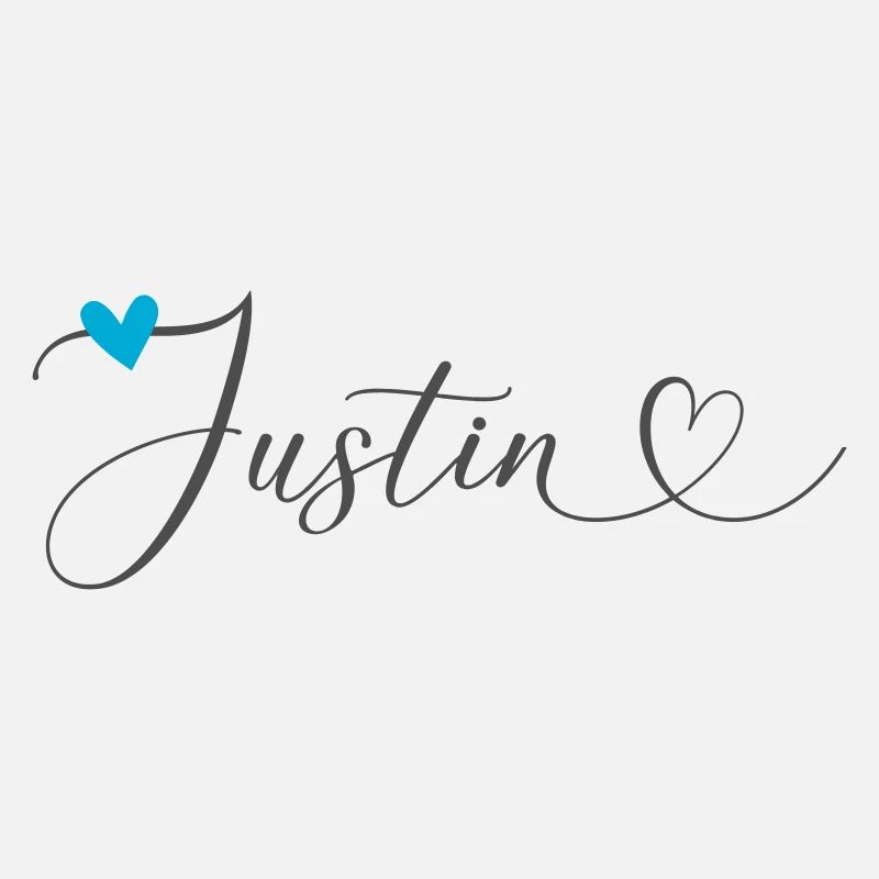 Justin Last Name First Name Calligraphy Heart
