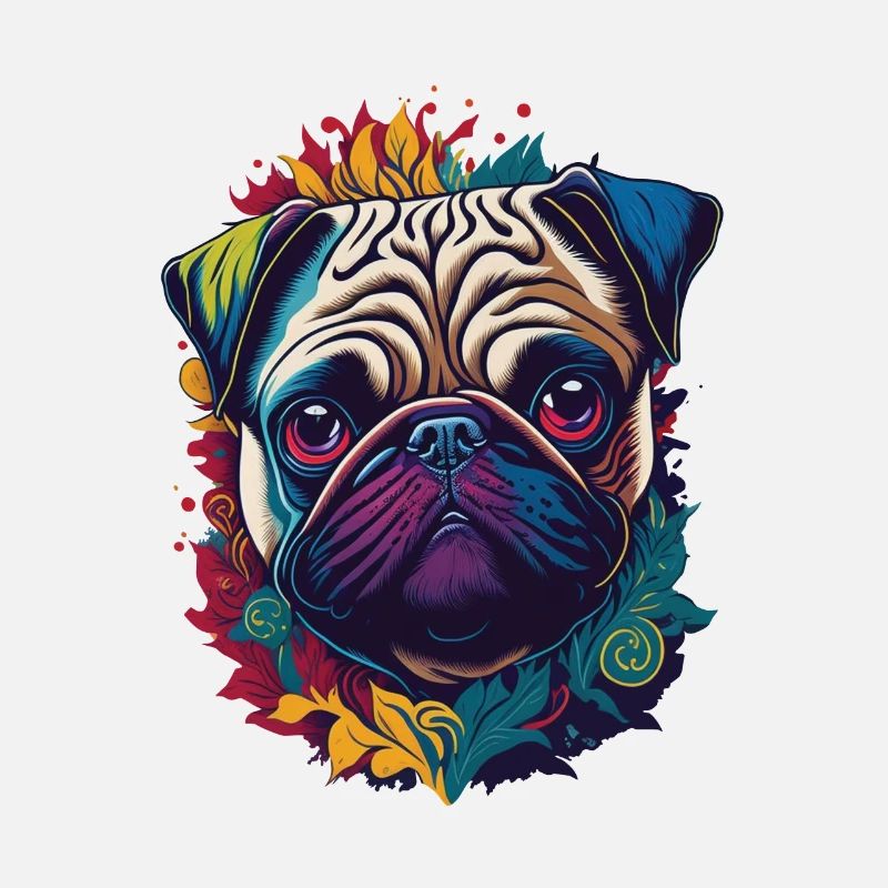 Farbenfrohes Mops Hund Kunstwerk