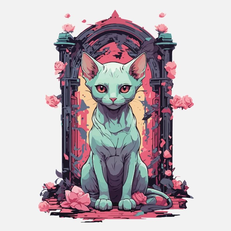 Goth Pastel Sphynx Katze Mystisch und Niedlich