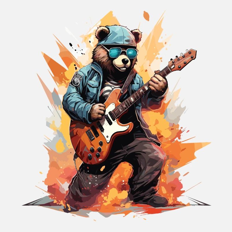 Ein Bär, der eine E-Gitarre spielt