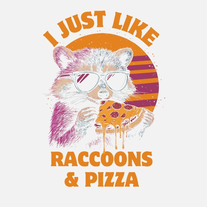 Waschbär mit Sonnenbrille isst Pizza Vintage