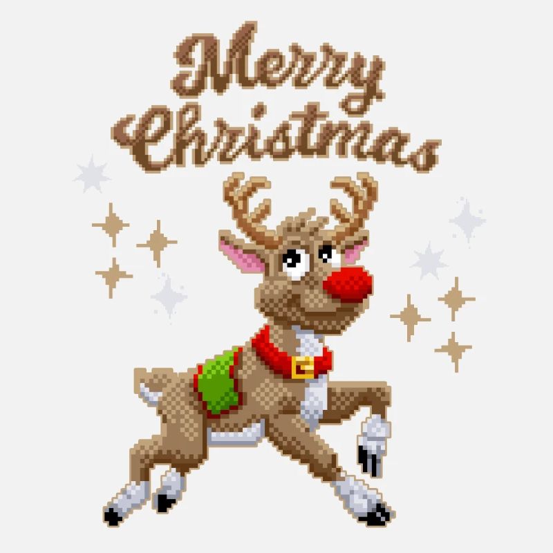 Pixel Reindeer, Renne, Noël Pixelart