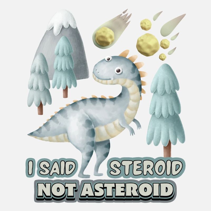 Lustiger 3D Dinosaurier, Spruch mit Asteroid