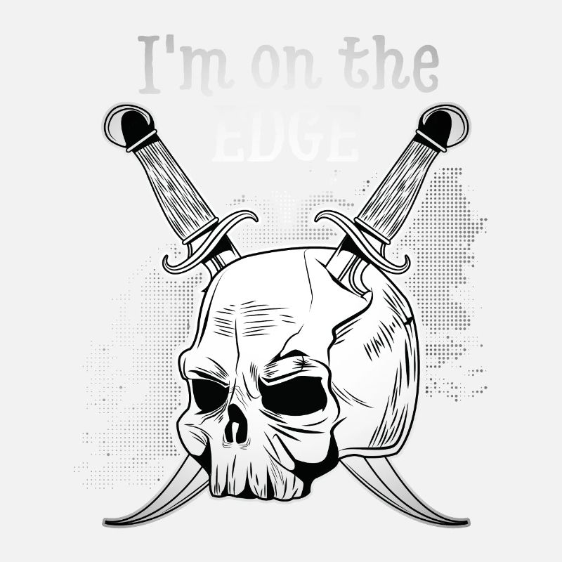Funny skull, skull with dagger, saying