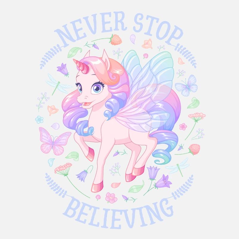 Unicorn Mädchen, Kawaii Einhorn und Schmetterlinge