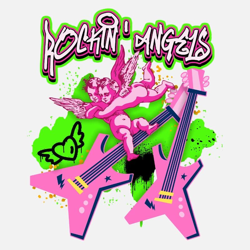 Rock-n-Roll Engel mit E-Gitarre Grunge Stil Spruch