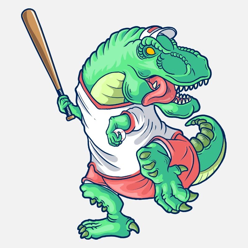 Dinosaur playing Baseball or Softball for Kids
