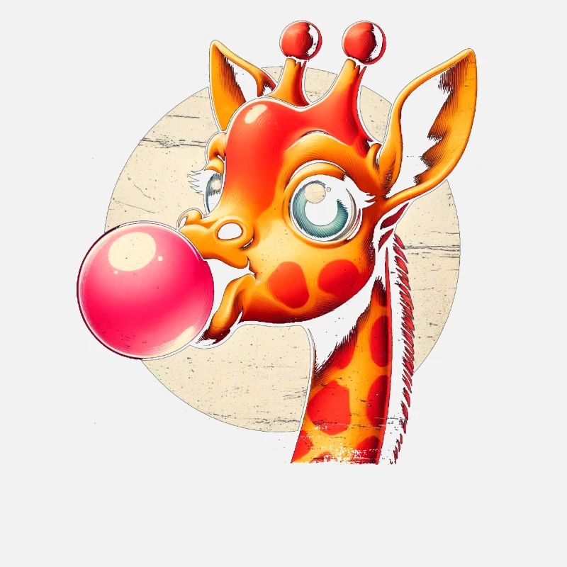 Girafe mignonne avec bulle de chewing-gum