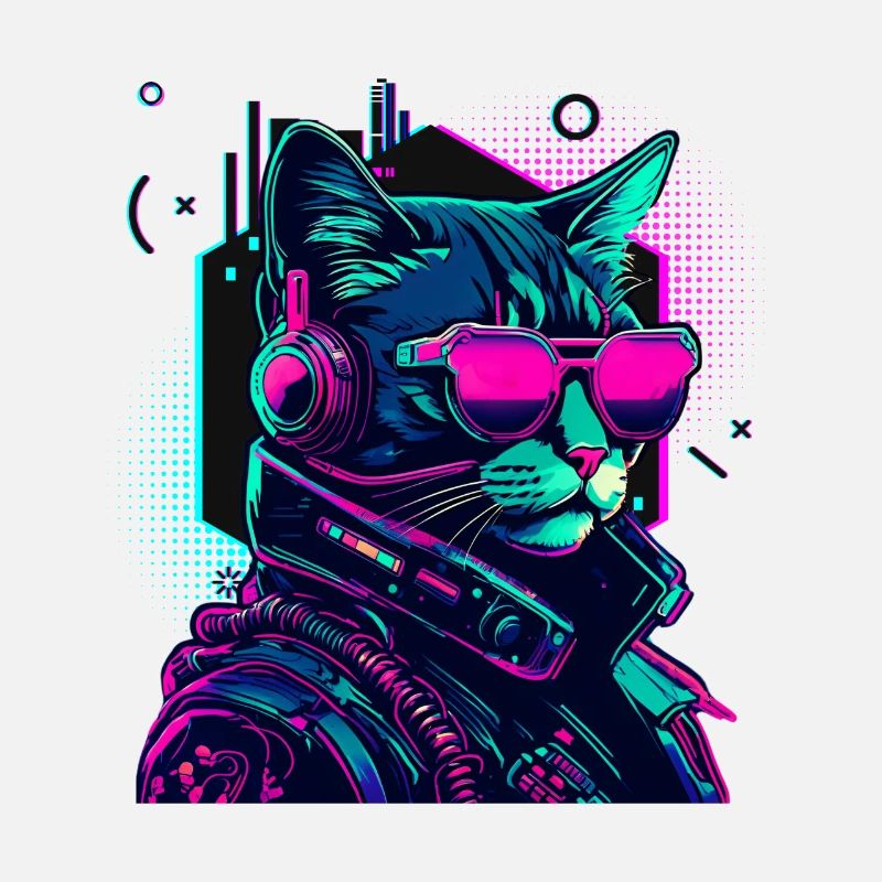 Cyberpunk Katze mit Sonnebrille